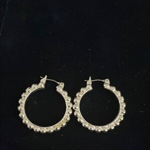 Elegant Silver Beaded Hoop Earrings
